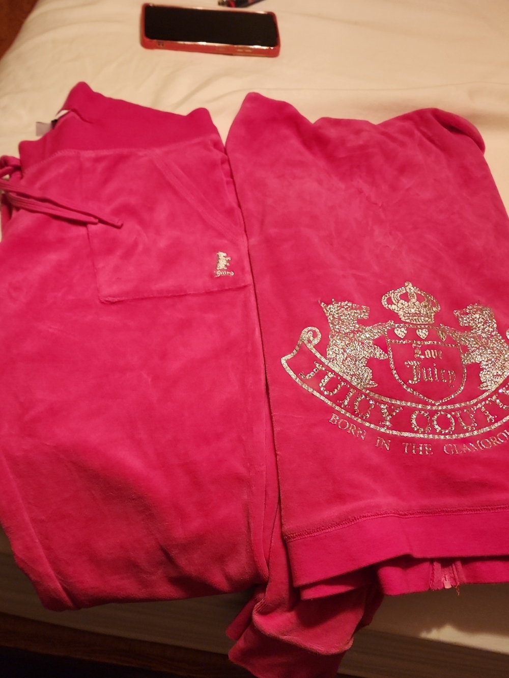 New Juicy Couture Bright Hot Pink Bling Velour Tracksuit Set Scottie Dogs 2026